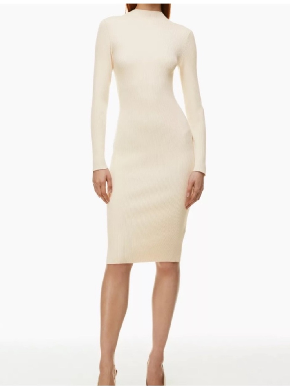 NEW Aritzia Babaton Compose Mock-Neck Knit Sweater Dress Birch Cream Size XS NWT